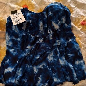 Blue Tie-Dye Women swim top plus size 24W